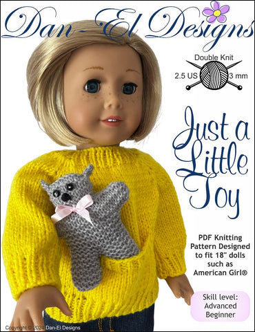 Dan-El Designs Knitting Just A Little Toy 18" Doll Clothes Knitting Pattern Pixie Faire