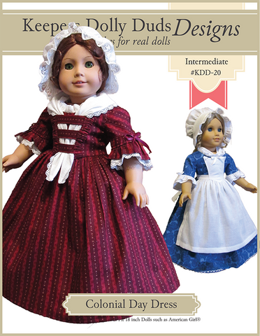 Keepers Dolly Duds Designs 18 Inch Historical Colonial Day Dress 18" Doll Clothes Pattern Pixie Faire