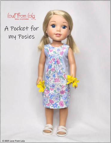 Love From Lola WellieWishers A Pocket For My Posies 14.5-15" Doll Clothes Pattern Pixie Faire