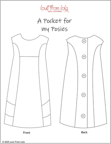 Love From Lola WellieWishers A Pocket For My Posies 14.5-15" Doll Clothes Pattern Pixie Faire