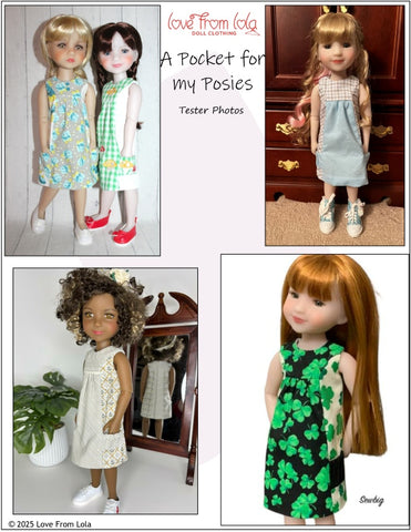 Love From Lola WellieWishers A Pocket For My Posies 14.5-15" Doll Clothes Pattern Pixie Faire