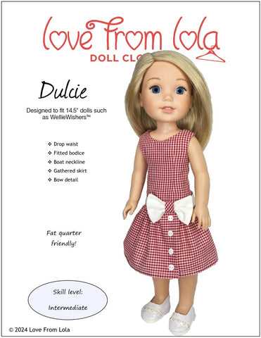 Love From Lola WellieWishers Dulcie 14.5" Doll Clothes Pattern Pixie Faire