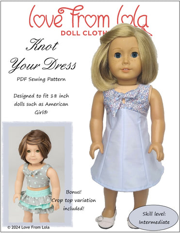 Love From Lola 18 Inch Modern Knot Your Dress 18" Doll Clothes Pattern Pixie Faire