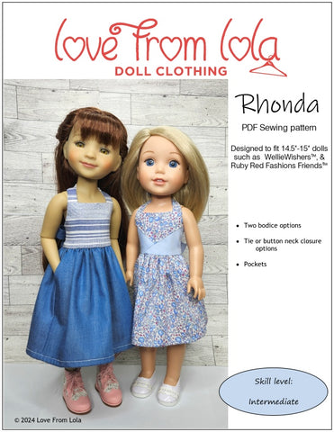 Love From Lola Ruby Red Fashion Friends Rhonda 14.5-15" Doll Clothes Pattern Pixie Faire