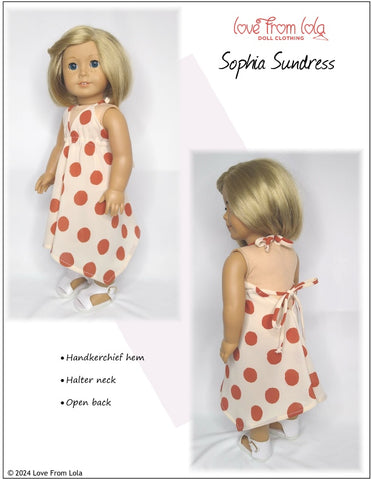 Love From Lola 18 Inch Modern Sophia Sundress 18" Doll Clothes Pattern Pixie Faire