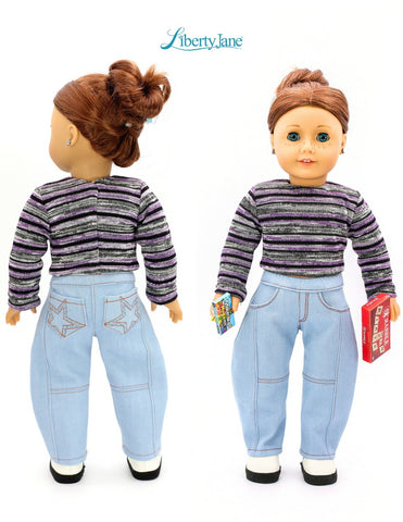 Liberty Jane 18 Inch Modern Barrel Jeans 18" Doll Clothes Pattern Pixie Faire