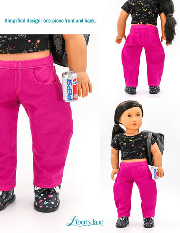 Liberty Jane 18 Inch Modern Barrel Jeans 18" Doll Clothes Pattern Pixie Faire