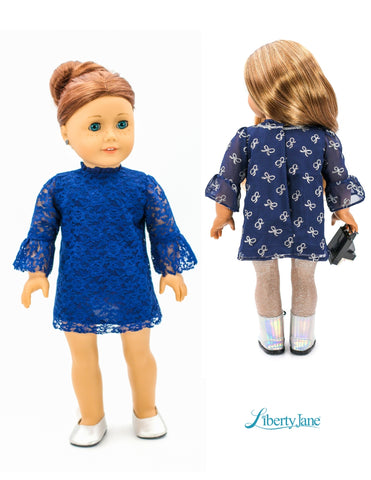 Liberty Jane 18 Inch Modern Glaziers Hall Holiday Dress 18” Doll Clothes Pattern Pixie Faire