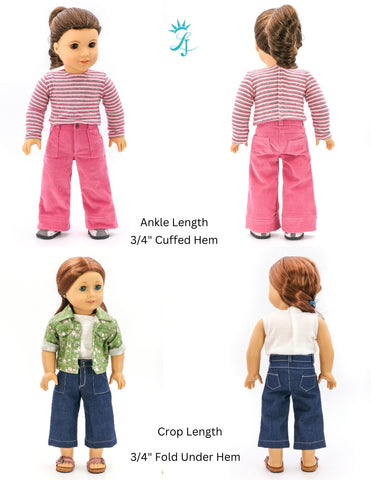 Liberty Jane 18 Inch Modern Wide Leg Jeans 18" Doll Clothes Pattern Pixie Faire