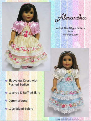 Little Miss Muffett 18 Inch Modern Alexandra 18" Doll Clothes Pattern Pixie Faire