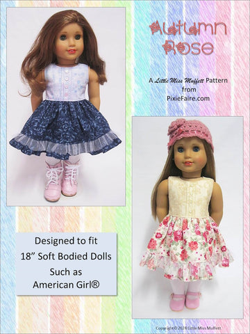 Little Miss Muffett 18 Inch Modern Autumn Rose 18" Doll Clothes Pattern Pixie Faire