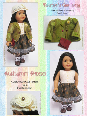 Little Miss Muffett 18 Inch Modern Autumn Rose 18" Doll Clothes Pattern Pixie Faire