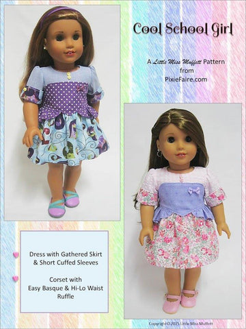 Little Miss Muffett 18 Inch Modern Cool School Girl 18" Doll Clothes Pattern Pixie Faire