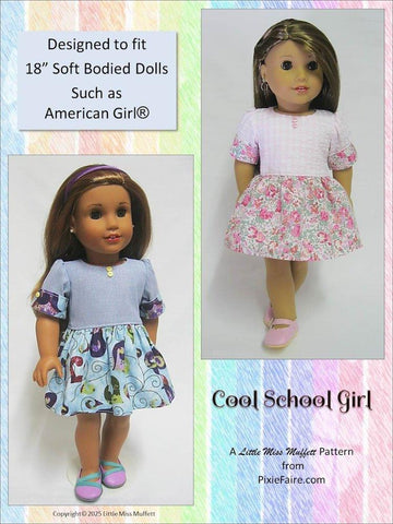 Little Miss Muffett 18 Inch Modern Cool School Girl 18" Doll Clothes Pattern Pixie Faire