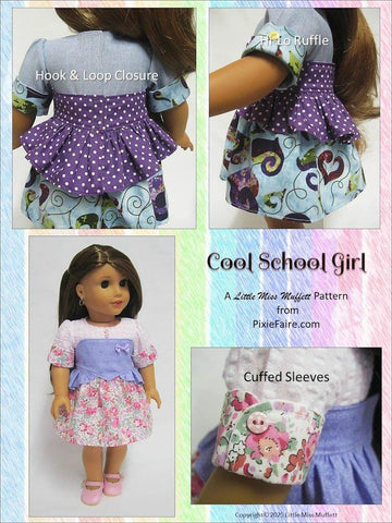 Little Miss Muffett 18 Inch Modern Cool School Girl 18" Doll Clothes Pattern Pixie Faire