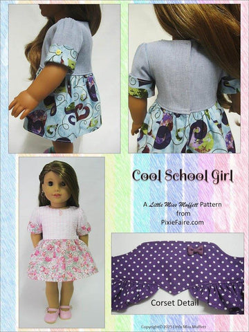 Little Miss Muffett 18 Inch Modern Cool School Girl 18" Doll Clothes Pattern Pixie Faire