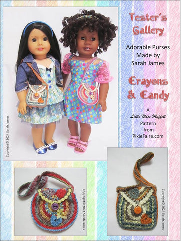 Little Miss Muffett Crochet Crayons & Candy Crochet Pattern for 18" Dolls Pixie Faire