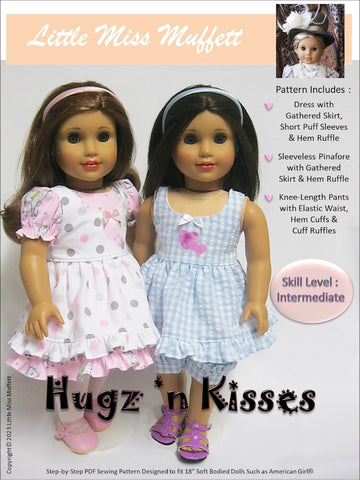 Little Miss Muffett 18 Inch Modern Hugz 'n Kisses 18" Doll Clothes Pattern Pixie Faire