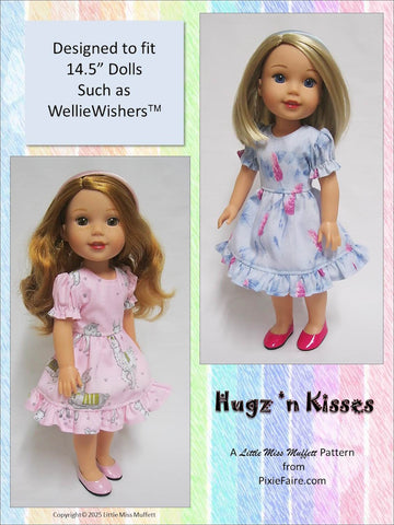 Little Miss Muffett WellieWishers Hugz 'n Kisses 14.5" Doll Clothes Pattern Pixie Faire