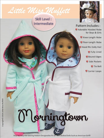 Little Miss Muffett 18 Inch Modern Morningtown 18" Doll Clothes Pattern Pixie Faire