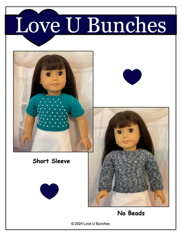 Love U Bunches Knitting Let it Snow! Sweater 18" Doll Clothes Knitting Pattern Pixie Faire