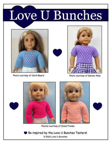 Love U Bunches Knitting Let it Snow! Sweater 18" Doll Clothes Knitting Pattern Pixie Faire