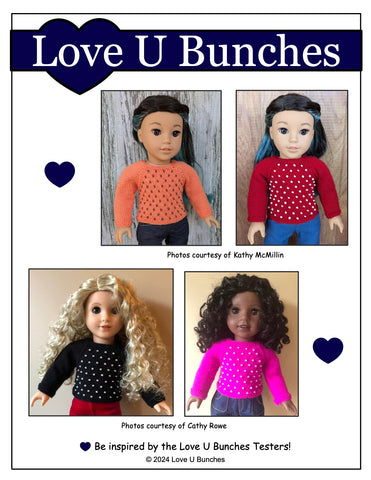 Love U Bunches Knitting Let it Snow! Sweater 18" Doll Clothes Knitting Pattern Pixie Faire