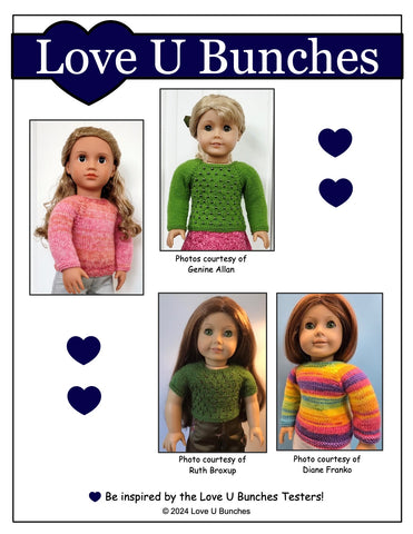 Love U Bunches Knitting Let it Snow! Sweater 18" Doll Clothes Knitting Pattern Pixie Faire