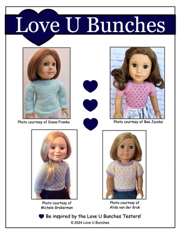 Love U Bunches Knitting Let it Snow! Sweater 18" Doll Clothes Knitting Pattern Pixie Faire