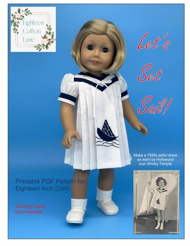 Eighteen Cotton Lane 18 Inch Historical Let's Set Sail! 18" Doll Clothes Pattern Pixie Faire