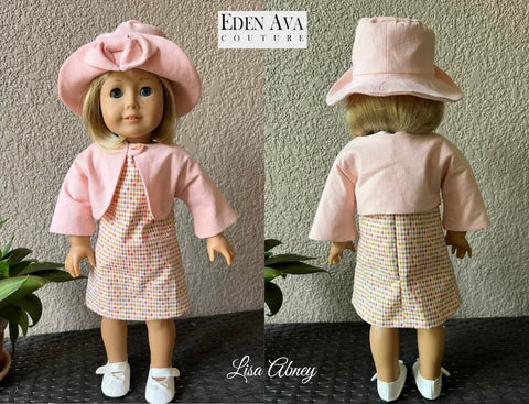 Eden Ava 18 Inch Modern Wednesday Bridge Club Bolero Jacket and Hat Pattern for 18 Inch Dolls Pixie Faire