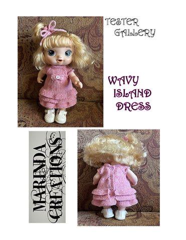 Wavy Island Dress Doll Knitting Pattern for 12-13" Baby Dolls