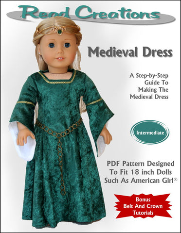 Read Creations 18 Inch Historical Medieval Dress 18" Doll Clothes Pattern Pixie Faire