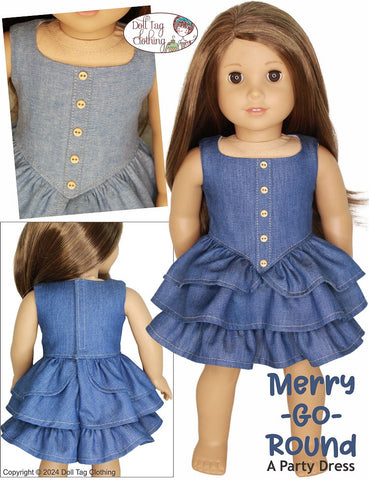 Doll Tag Clothing 18 Inch Modern Merry Go Round Party Dress 18" Doll Clothes Pattern Pixie Faire