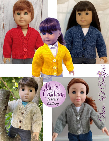 Dan-El Designs Knitting My 1st Cardigan 18" Doll Clothes Knitting Pattern Pixie Faire