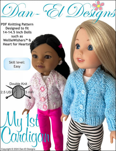 My 1st Cardigan 14-14.5" Doll Clothes Knitting Pattern