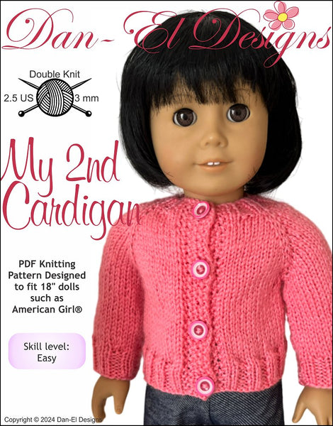 Dan-El Designs My 2nd Cardigan Doll Clothes Knitting Pattern 18 inch ...