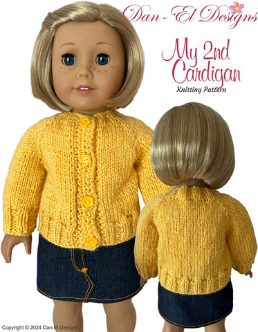 My 2nd Cardigan 18" Doll Clothes Knitting Pattern