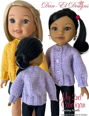 Dan-El Designs Knitting My 2nd Cardigan 14-14.5" Doll Clothes Knitting Pattern Pixie Faire