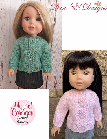 Dan-El Designs Knitting My 2nd Cardigan 14-14.5" Doll Clothes Knitting Pattern Pixie Faire