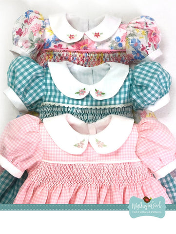 Classic Yoke Dress 18" Doll and 15" Baby Doll Clothes Pattern