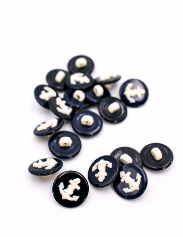 Pixie Packs Buttons - Navy Anchor Shank 1/2"