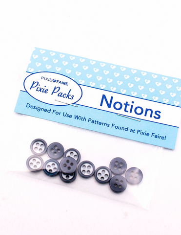 Pixie Packs Buttons - Navy and White 3/8"