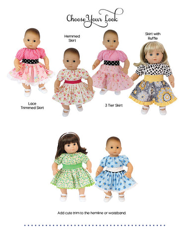 Oh Sew Kat Bitty Baby/Twin Party Time Peasant Dress 15" Baby Doll Clothes Pattern Pixie Faire