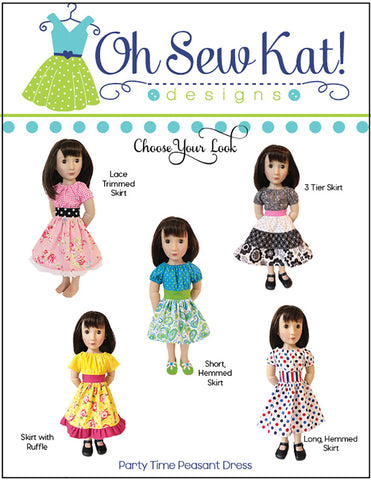 Oh Sew Kat A Girl For All Time Party Time Peasant Dress Doll Clothes Pattern for 16" A Girl For All Time® Dolls Pixie Faire