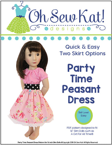 Oh Sew Kat A Girl For All Time Party Time Peasant Dress Doll Clothes Pattern for 16" A Girl For All Time® Dolls Pixie Faire