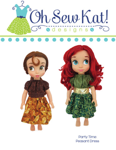 Oh Sew Kat Disney Animator Party Time Peasant Dress 16" Doll Clothes Pattern for Disney® Animator® Dolls Pixie Faire