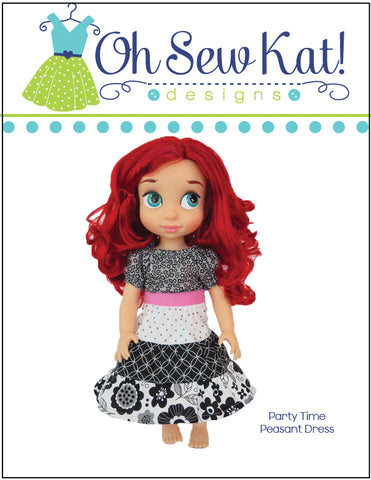 Oh Sew Kat Disney Animator Party Time Peasant Dress 16" Doll Clothes Pattern for Disney® Animator® Dolls Pixie Faire