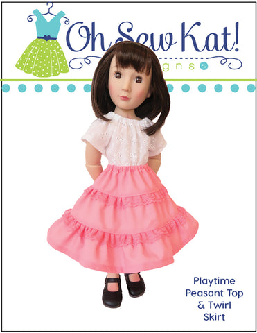 Playtime Peasant Top & Twirl Skirt Doll Clothes Pattern for 16" A Girl For All Time® Dolls