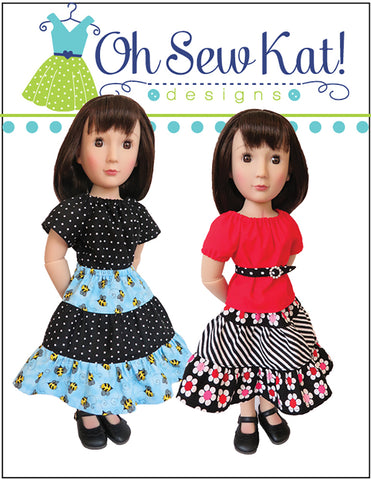 Oh Sew Kat A Girl For All Time Playtime Peasant Top & Twirl Skirt Doll Clothes Pattern for 16" A Girl For All Time® Dolls Pixie Faire